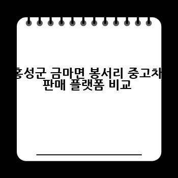홍성군 금마면 봉서리 중고차 판매 플랫폼 비교
