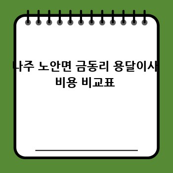 나주 노안면 금동리 용달이사 비용 비교표