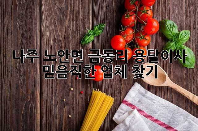 나주 노안면 금동리 용달이사, 믿음직한 업체 찾기!