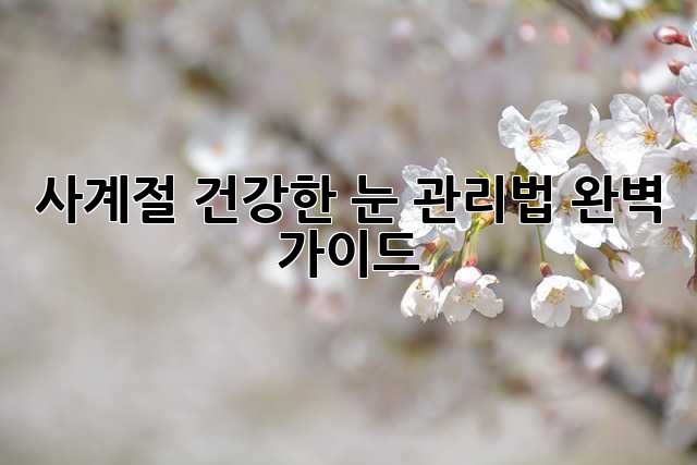 사계절 건강한 눈 관리법 완벽 가이드