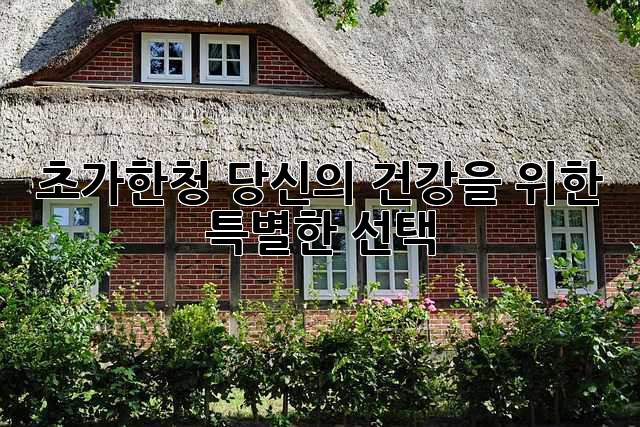 초가한청: 당신의 건강을 위한 특별한 선택