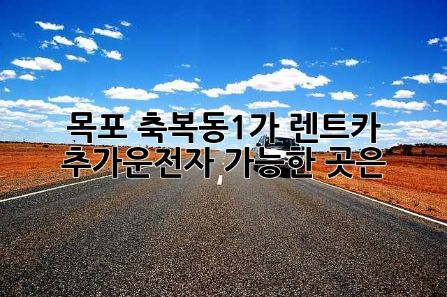 목포 축복동1가 렌트카: 추가운전자 가능한 곳은?