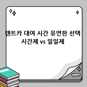 렌트카 대여 시간 유연한 선택 시간제 vs 일일제
