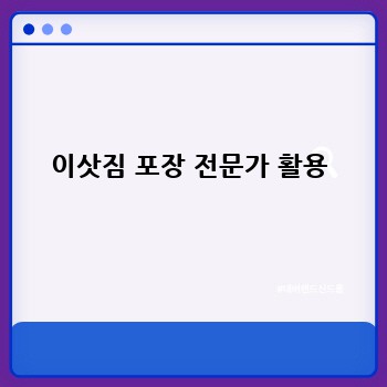 이삿짐 포장 전문가 활용